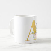 Mug Boue avec lettre d'or A avec motifs floraux (Devant gauche)