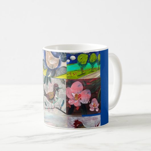 Mug Boue avec oiseaux et fleurs (Devant droit)