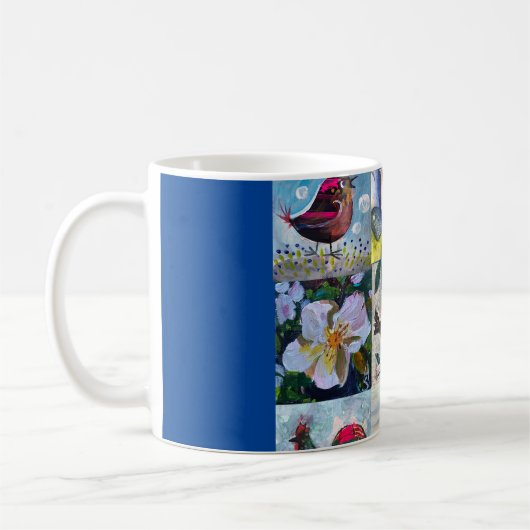 Mug Boue avec oiseaux et fleurs (Gauche)