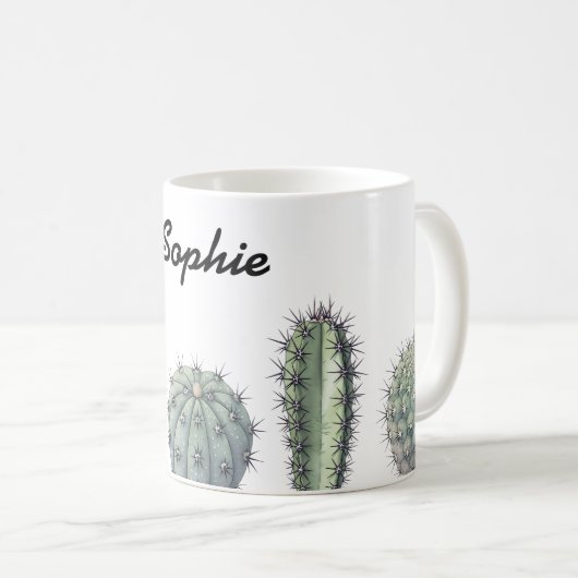 Mug Boue d'aquarelle de Cactus (Devant droit)