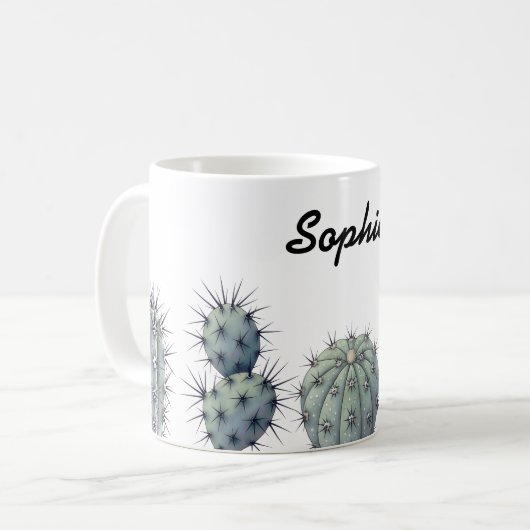 Mug Boue d'aquarelle de Cactus (Devant gauche)