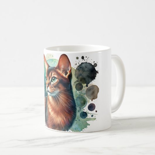 Mug Boue d'aquarelle de chat Abyssinian (Devant droit)