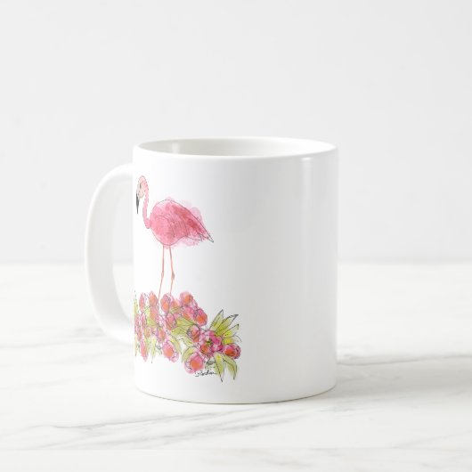 Mug Boue d'aquarelle Flamant rose (Devant gauche)