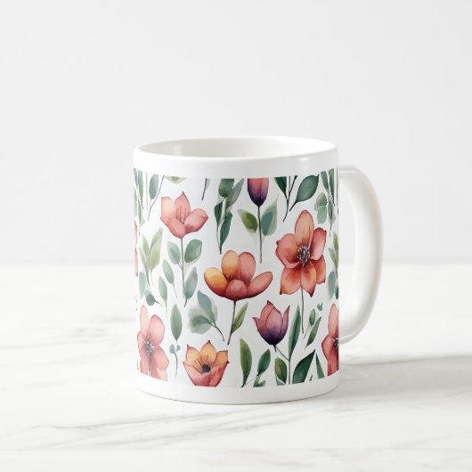Mug Boue d'aquarelle florale (Devant droit)