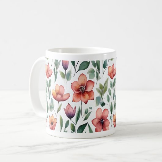 Mug Boue d'aquarelle florale (Devant gauche)