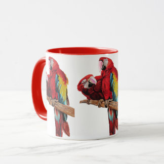 Mug Boue d'aquarelle rouge Macaw