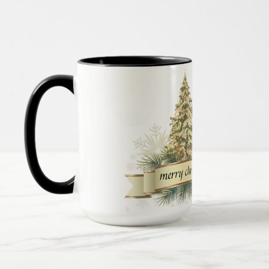 Mug Boue d'arbre de Noël Gold Green Joyeux (Gauche)