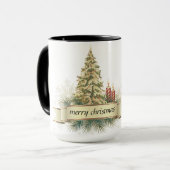 Mug Boue d'arbre de Noël Gold Green Joyeux (Devant gauche)