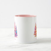 Mug Boue d'arbre de Noël rose Aquarelle (Centre)