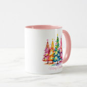 Mug Boue d'arbre de Noël rose Aquarelle (Devant droit)