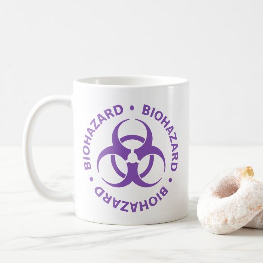 Mug Boue d'avertissement de risque biologique pourpre (Avec donut)