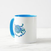 Mug Boue de café d'aquarelle de crabe bleu (Devant gauche)