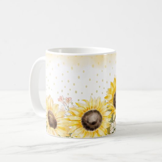 Mug Boue de café de tournesol d'aquarelle (Devant gauche)