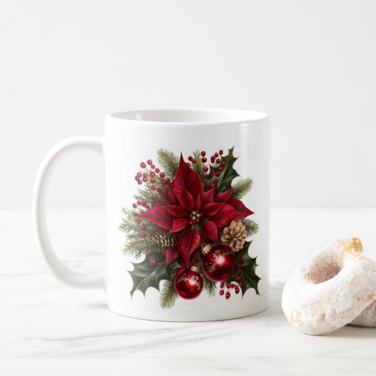 Mug Boue de café Poinsettia (Avec donut)