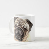 Mug Boue de Carlin d'aquarelle personnalisée (Devant gauche)
