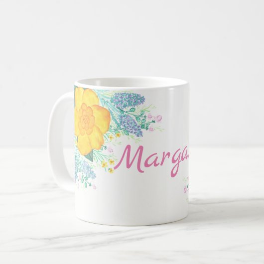 Mug Boue de fleurs d'aquarelle (Devant gauche)
