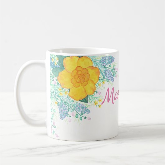 Mug Boue de fleurs d'aquarelle (Gauche)