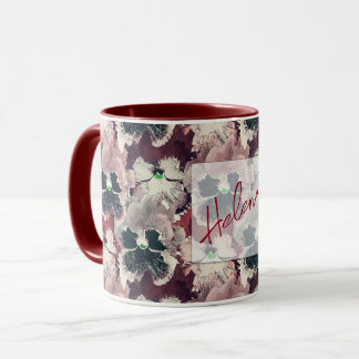 Mug Boue de fleurs d'aquarelle rose et bordeaux