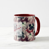 Mug Boue de fleurs d'aquarelle rose et bordeaux (Devant droit)