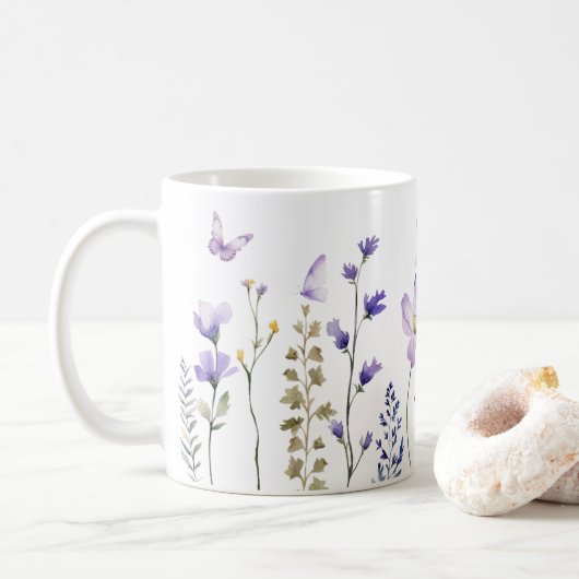 Mug Boue de jardin Fleur sauvage de printemps d'aquare (Avec donut)