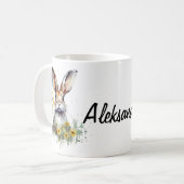Mug Boue de lapin d'aquarelle Dandelion personnalisée (Devant gauche)