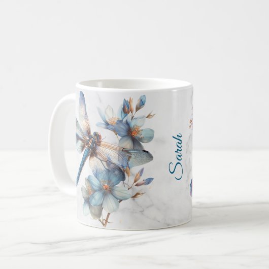 Mug Boue de libellules d'aquarelle personnalisée (Devant gauche)