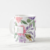 Mug Boue de monogramme florale de fleurs de jardin (Devant gauche)