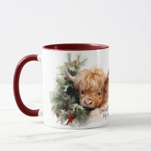 Mug Boue de Noël de vache des Highlands (Gauche)