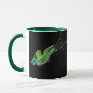Mug boue de peinture d'oiseau vert