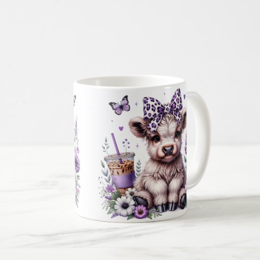 Mug Boue de vache pourpre Highland (Devant droit)