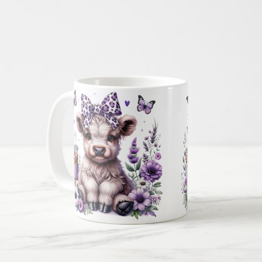 Mug Boue de vache pourpre Highland (Devant gauche)
