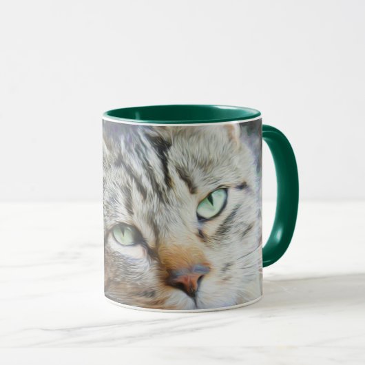 Mug Boue d'yeux de chat vert (Devant droit)