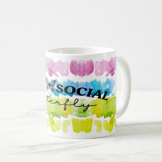 Mug Boue en céramique anti-papillon social (Devant droit)