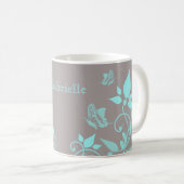Mug Boue florale de papillon d'Aqua (Devant droit)