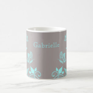 Mug Boue florale de papillon d'Aqua