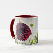 Mug Boue florale en fleur de dahlia rouge foncé (Devant gauche)