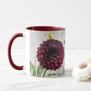Mug Boue florale en fleur de dahlia rouge foncé
