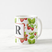 Mug Boue Motif d'aquarelle de fraise Monogram (Devant droit)