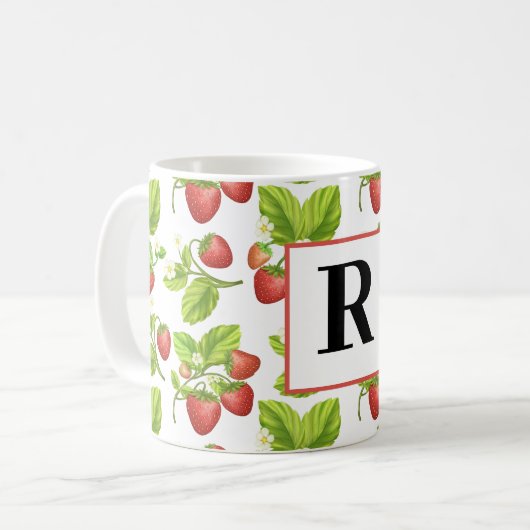 Mug Boue Motif d'aquarelle de fraise Monogram (Devant gauche)