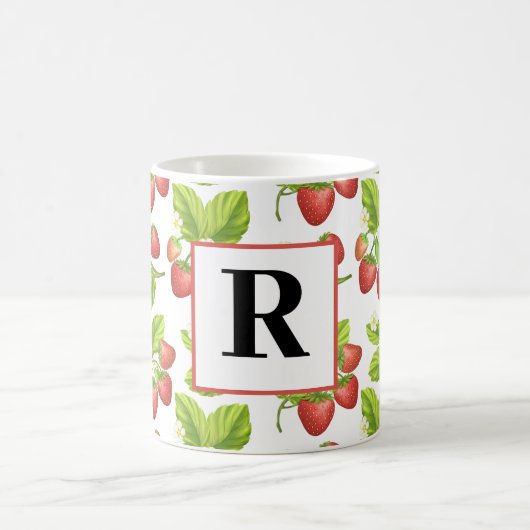 Mug Boue Motif d'aquarelle de fraise Monogram (Centre)