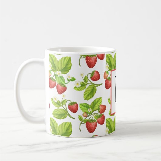 Mug Boue Motif d'aquarelle de fraise Monogram (Gauche)