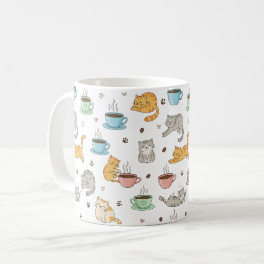 Mug Boue Motif de café et de chats (Devant gauche)
