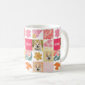 Mug Boue rose florale à visage de chien personnalisé (Devant droit)
