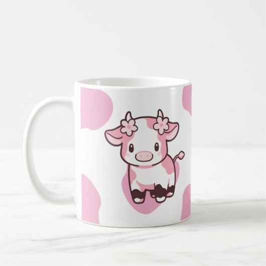Mug Boue rose mignonne de fraise avec nom (Gauche)