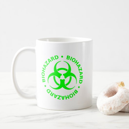 Mug Boue verte d'avertissement de danger biologique (Avec donut)