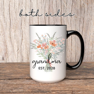 Mug Boug à grand-mère florale personnalisée, cadeau de