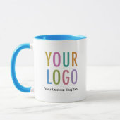 Mug Boug bleu ciel et blanc - Logo personnalisé de l'e (Gauche)