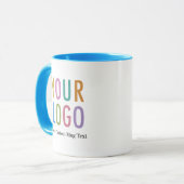Mug Boug bleu ciel et blanc - Logo personnalisé de l'e (Devant gauche)