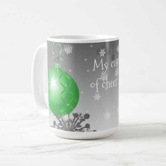 Mug Boug café ornement de Noël fantaisie verte (Devant gauche)