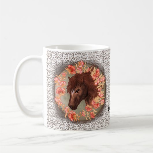 Mug Boug Cheval de Fleur de Fleur de Fleur de Châtaign (Gauche)